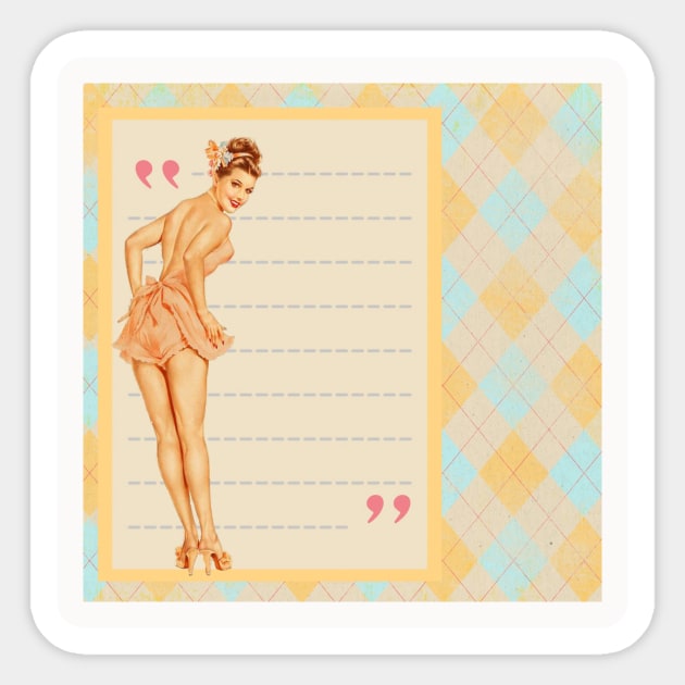 Vintage Pinup Girl Argyle Retro Pin Up Girl Sticker by DANPUBLIC